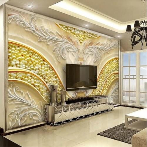 Milofi size custom 3D printing wallpaper mural European palace pearl marble living room decoration background wall