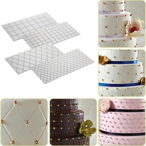 Sugar Decorating Cake Border Cake Pattern Mat Grid Paste Mold 4Pcs craft Biscuit