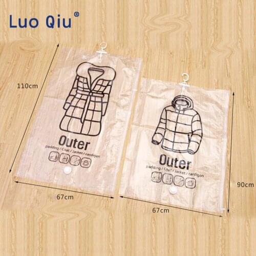 5Pcs/lot) Hanging Transparent Vacuum Storage Bag For Clothes Organizer Saver Space Holder Folding Bags Pack Garment Dustproof