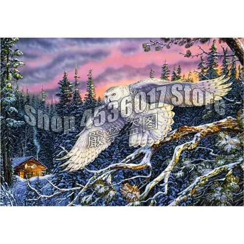 Diamond Embroidery Birds Winter forest owl Wall Art Diy Diamond Painting Cross Stitch Full 5D Rhinestone Mosaic Decor Christmas