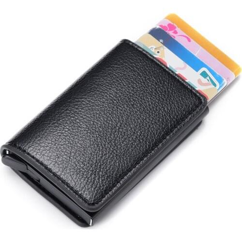 BISI GORO Minimalist Mini Wallet Men Credit Card Holders Business ID Card Case Automatic RFID Card Holder Aluminium Dropshipping