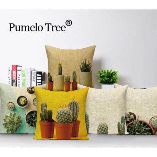 Plant Pillowcase Cactus Pillow Cover Leaf Home Decor Cushion Cover Printing Pillow Cases 45x45cm Pillow Case Sofa Decoration