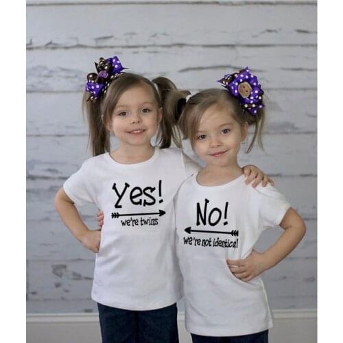 Yes We Are Twins & No We Are Not Identical White Kids Tshirt Twins BabyBoys Girls Birthday Gift Twin Clothing Funny Wear