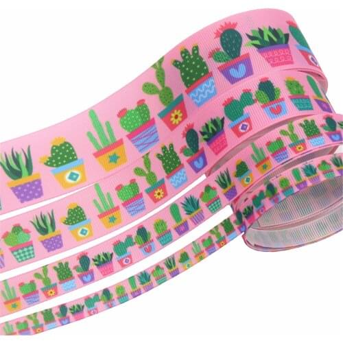 DHK 4 sizes options 10yards cactus Printed Grosgrain Ribbon Accessory Hairbow Headwear Decoration DIY Wholesale B1985