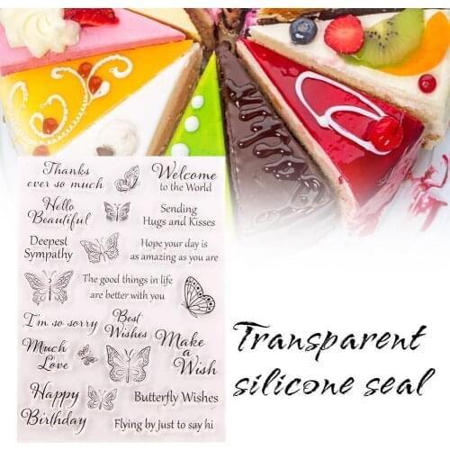 DIY Butterfly Clear Cake Baking Seal Transparent Silicone Scrapbooking/Photo Making Card Album Product Decorative Kitchen S T0C5