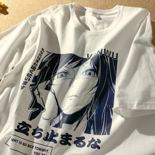 Hip Hop Streetwear Harajuku T Shirt Anime Print Tshirt Oversize Men Summer Short Sleeve T-Shirt Cotton Loose Tops Tees Male Tops