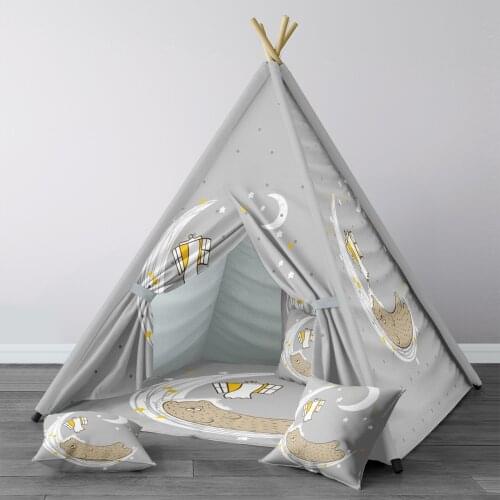 Play Tent for Kids Wigwam Portable Indoor Playground Tents Children Bedrooms Blue Bear Moon Model 1390