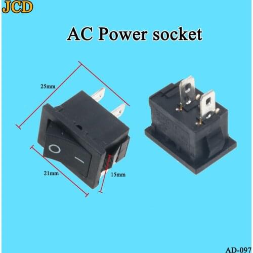 JCD 10Pcs Push Button Switch 21x15mm SPST 2Pin 3A 250V KCD11 Snap-in On/Off Boat Rocker Switch 21MM*15MM Black