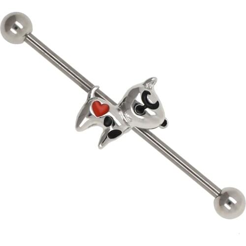 JHJT 14G/1.6mm Cartilage Earring Stainless Steel Little Dog Industrial Piercing Barbell Body Jewelry