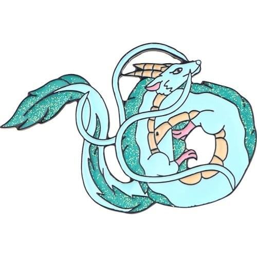 K155 White dragon Fashion Pins Metal Enamel Pins and Brooches for Women Backpack/Bags Badge Collar Jewelry 1pcs