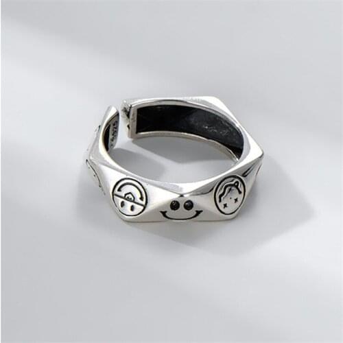 Miuoxion Retro Geometric Facial Expression Ring Fashion Personality Jewelry For Women Feature Namour Charm Gift All Seasons