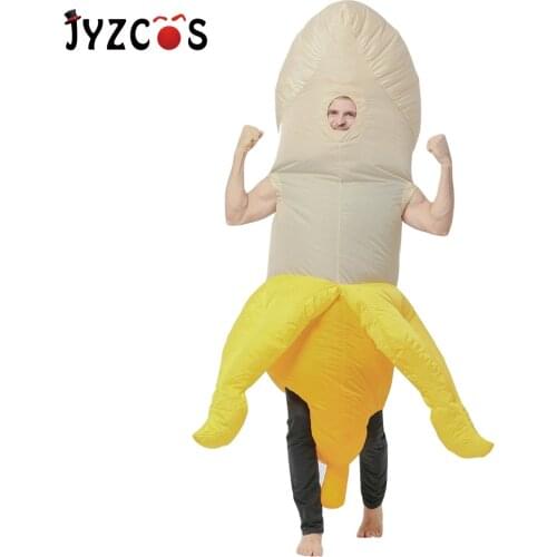 JYZCOS Inflatable Willy Penis Costumes Banana Costume Condoms Cosplay Hen Stag Night Halloween Costumes for Women Men