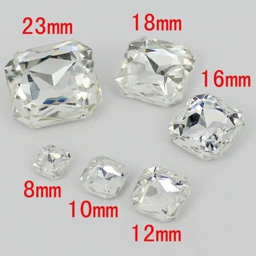 Square With 8 Angles Crystal Stones Silver Foil Point Back Loose Imitation Glass Beads Great For Cellphone Case Diy Scrapbooking