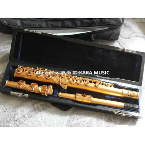 Matte gold 16 holes carved flute Perfect CTE Flute with Case Wholesale From China