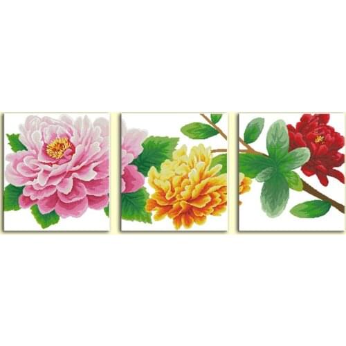 Fortune comes flowers cross stitch kit flower 18ct 14ct 11ct count printed canvas stitching embroidery DIY handmade needlework