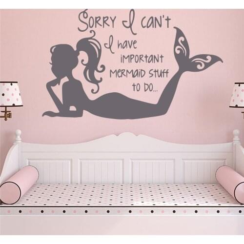 Mermaid Wall Stickers Modern Fashion Wall Sticker for Living Room Company School Office Decoration Decal Creative Stickers