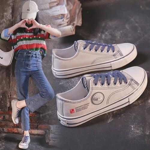New Korean version of canvas shoes women flat-soled small white shoes student cloth shoes trend womens shoes board shoes women