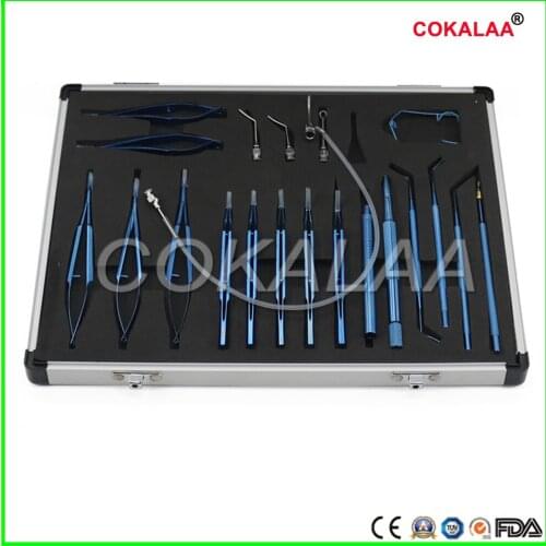 21 piece Titanium or Stainless steel Microsurgery Ophthalmic Equipment Surgical Instrument with case