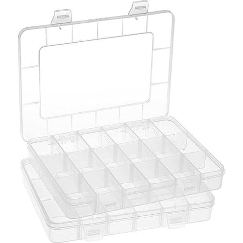 HOT 2 Pack 18 Grids Plastic Organizer Box Adjustable Dividers, Storage Box For Jewelry, Art DIY Crafts,Washi Tapes,Beads
