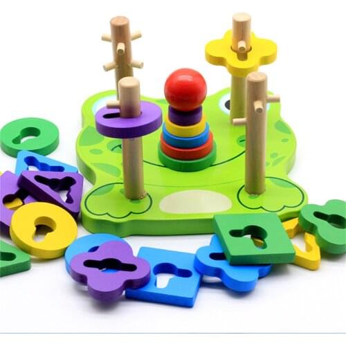 Educational Toddler Toys for 3 4-5 Year Old Children Shape Color Recognition Geometric Board Blocks Stack Sort Non-Toxic Toy