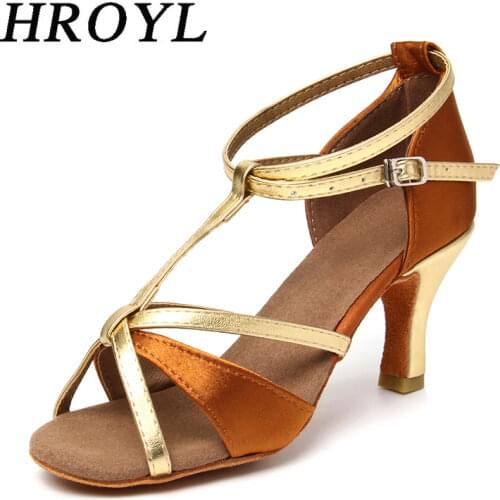 Hot sale Womens girls Ballroom Latin Tango Dance Shoes heeled 7cm Sales silver gold black brown color wholesale WZSP255-1