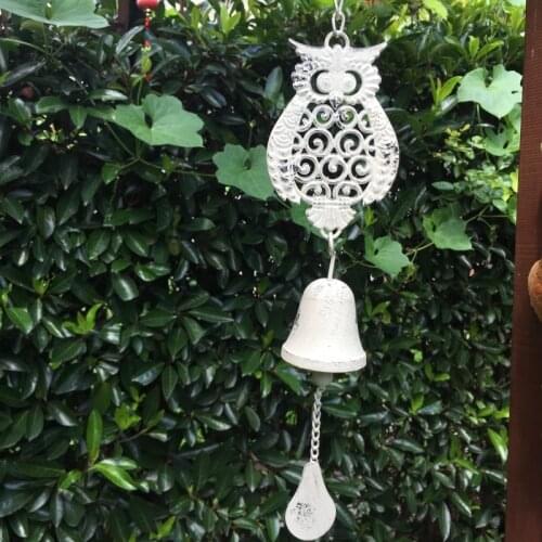 Outdoor Feng Shui Owl Wind Chimes Garden Accessories Wrought Iron Decoration Villa House Yard Ornaments Balcony Grocery Crafts