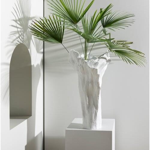 White Petal Shaped Resin Vase Decor Home Living Room Flower Arrangement Office Dining Table Modern Special Shaped Ornaments