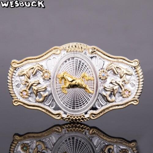 WesBuck Brand Oval Lace gold Eagle Cowboys Belt Buckle With Metal Belt Head Woman Man Jeans Jewelry Accessories Ceinture