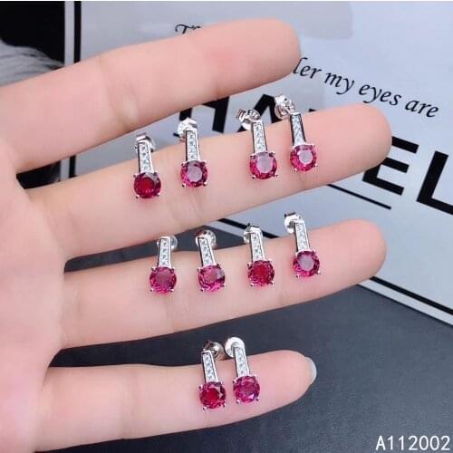 KJJEAXCMY fine jewelry natural Garnet 925 sterling silver women earrings new Ear Studs support test luxury hot selling