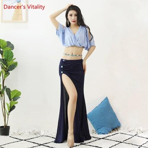 Belly Dance Top Or Skirt V-Neck Loose Shirt Sequins Skirt Practice Clothes Oriental Dancing Female Elegant Performance Clothing