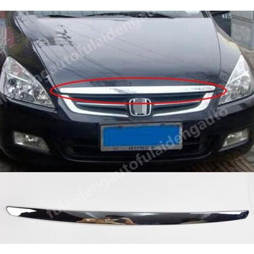 1pcs For Honda Accord 7th 2003-2007 ABS Chrome Front Grille Hood Lip Cover Trim strips Car Styling Accessories