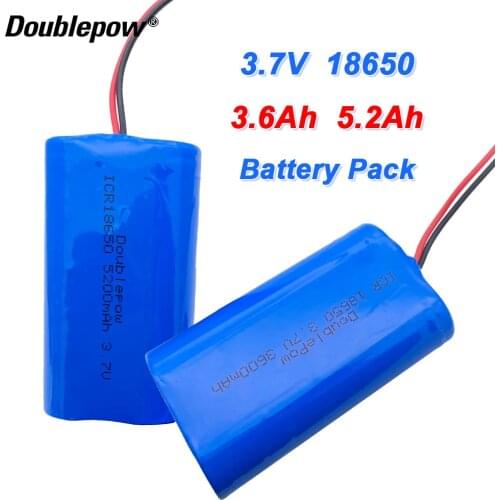 3.7V 18650 lithium battery 3600mAh/5200mAh 18650 Rechargeable battery pack megaphone speaker protection board +XH-2P PLUG