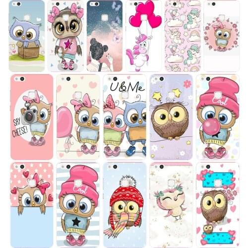322FG Cute cartoon owl Soft Silicone Tpu Cover Case for huawei Honor 9 p10 mate 10 lite y6 prime 2018 play p smart