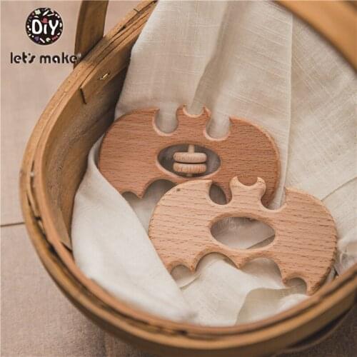 4PC Halloween Pumpkin Shaped Beech Teether Baby Teething Toys Baby Shower Gift Food Grade Cartoon Wooden Teether Newborn Toys