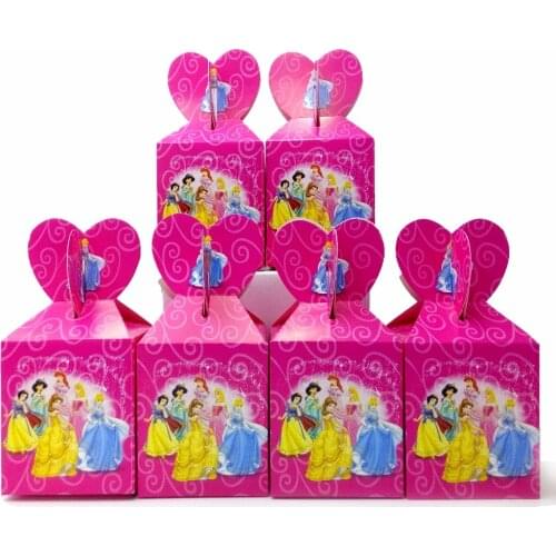 6pcs/set Beaueiful Princess Paper Candy Box Cartoon Birthday Party Decoration Theme Party Supplies Festival Kids Girl princess
