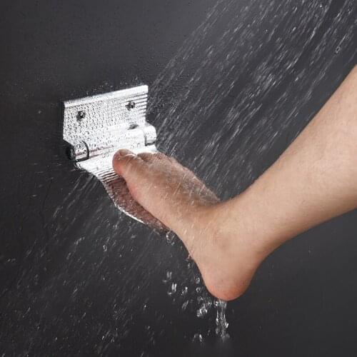 Aluminium Shower Pedal Anti-slip Durable Rest Footrest Simple Folding Shower Footstool for Living Room Bathroom Accessories