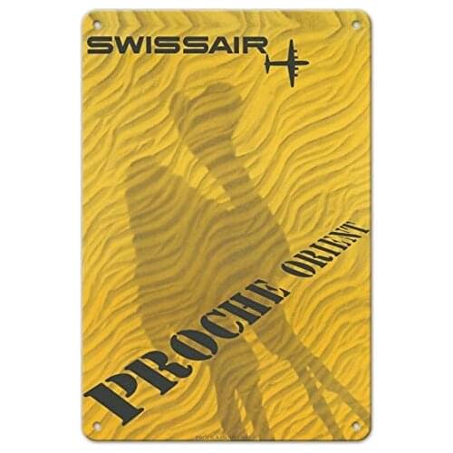Middle East (Proche Orient) - Swissair - Airline by Fritz Girardin c.1956 Metal Tin Sign