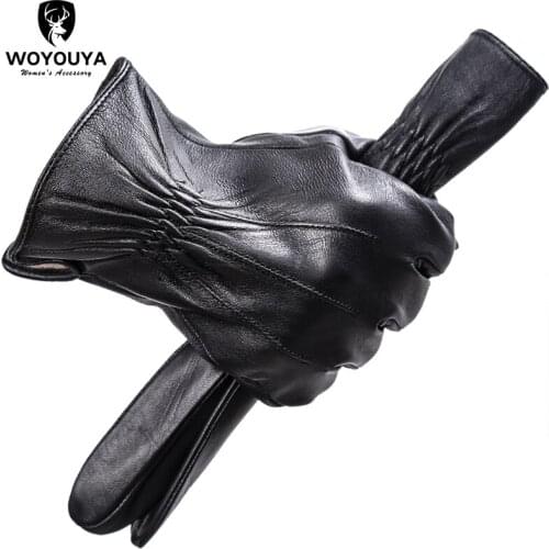 Brand sheepskin Multiple styles mens gloves,black mens leather gloves,Keep warm winter gloves for men-8007Y