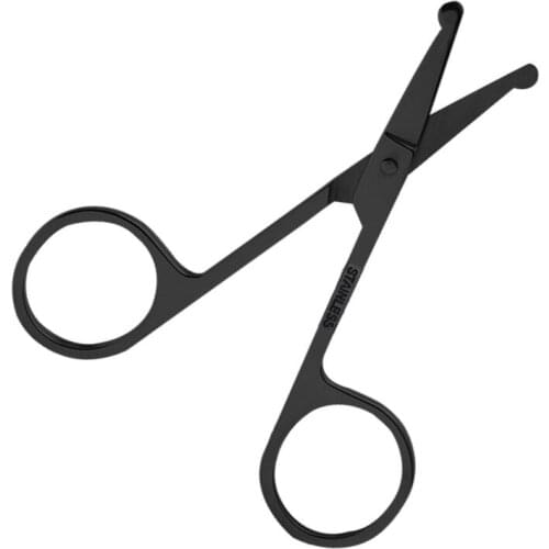Black Stainless Steel Nose Hair Trimmer Round Head Scissors For Women Face Beauty Tools Mini Portable Eyebrow Scissor