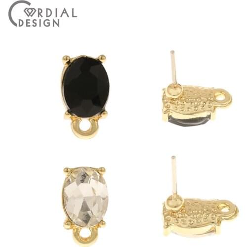 Cordial Design 100Pcs 6*12MM Jewelry Accessories/Rhinestone Earrings Stud/Oval Shape/Hand Made/Earring Findings/DIY Making