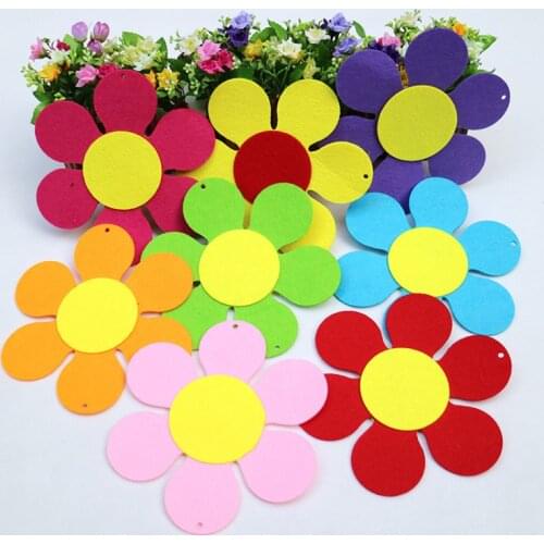 XICC Big Size Colorful Flower Wall Stickers Felt Fabric Kindergarten Decoration Non-woven Big Six Petal Flower Craft Accessories