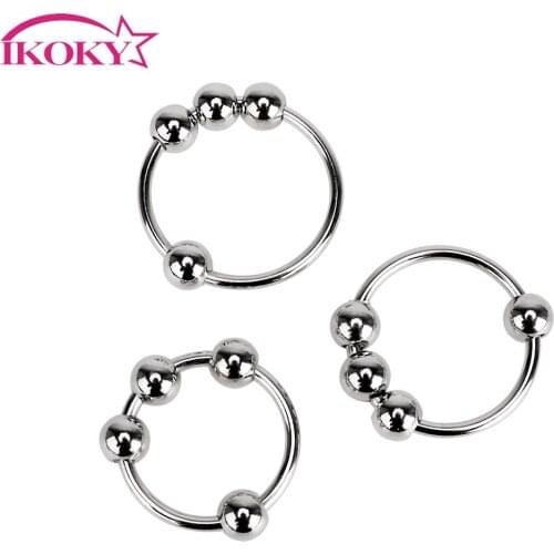 IKOKY Penis Sleeve Adult Products Stainless Steel Cock Ring Delay Ejaculation Sex toys for Men Penis Ring Male Chastity Device