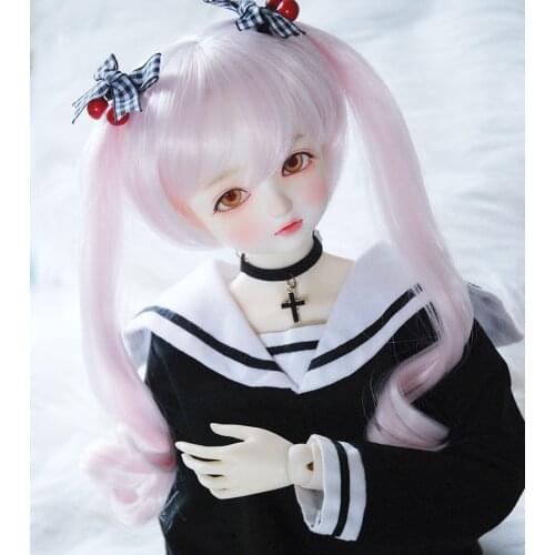 BJD doll simulation for 1/31/4 size hair girl everyday joker high-temperature wire pairs of horsetail hair cute wig silver grey