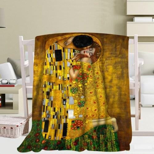 Custom The-Kiss-Gustav-Klimt Blanket 56x80 inch 50x60 Inch 40x50 Inch Home/Sofa/Bedding Throw Blanket Kid Adult Warm Blanket