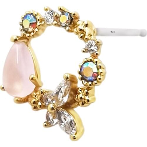 JHJT 1 Piece 925 Sterling Silver Needle Cartilage Earrings Stud Tragus Helix Ear Piercing 20 Gauges Delicate Ear Studs Piercing