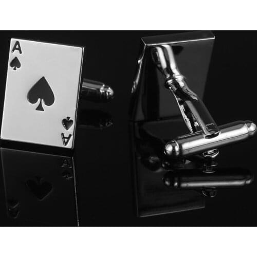 JHSL 3 Style Fashion Mens Jewelry Silver Color Copper Poker Ace Cufflinks for Men Dropship Supplier