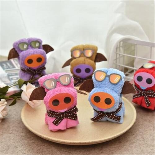 2PCS High-quality 30*30cm Cute Pig Shape Soft Towel Creative Face Hair Hand Towel Party Wedding Persent Birthday Christmas Gifts