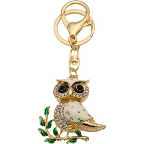 Metal Owl Keychain Key Ring Crystal Rhinestone Sparkling Charm Blingbling Key Holder Handbag Decoration Gift