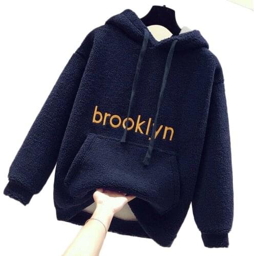 Youth clothing Shaggy tops Women hoodie Autumn / Winter pullover female Imitation lamb wool Student clothes factory Outlet 1917