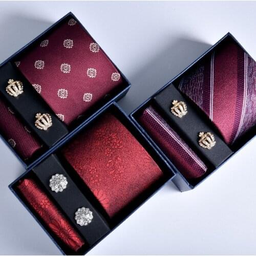 Tie Mens Red Wedding Dress Professional Stripe Bridegroom 2-piece New Tie Suit Fake Collar Women Detachable Collars